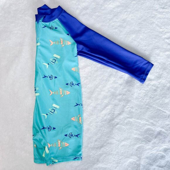 Carter's One Piece Rashguard Swimsuit | Baby Boys | 18 months | Sharks | Blue - Picture 3 of 9